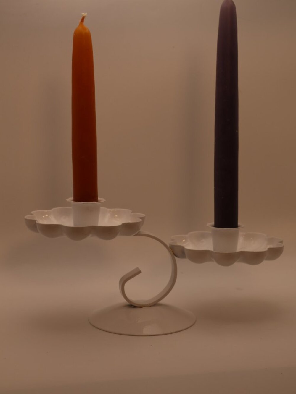 Vintage White Floral Taper Candle Holder
